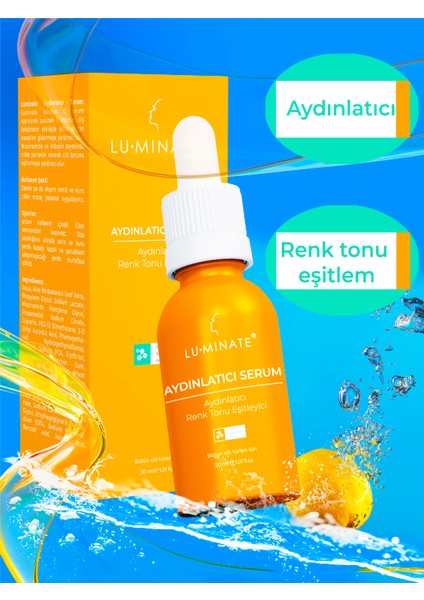 C Vitamini Serum Arbutin Niacinamid Aydınlatıcı Renk Tonu Eşitleyici Leke, Akne Karşıtı 30 ml