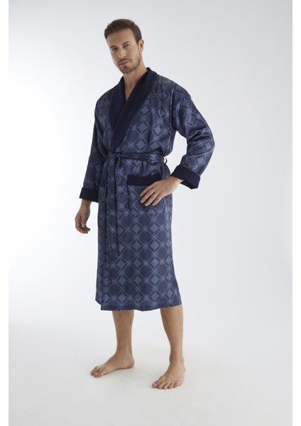 Kareli Saten Içi Bukle Erkek Cotton Dabulface Bornoz modelleri