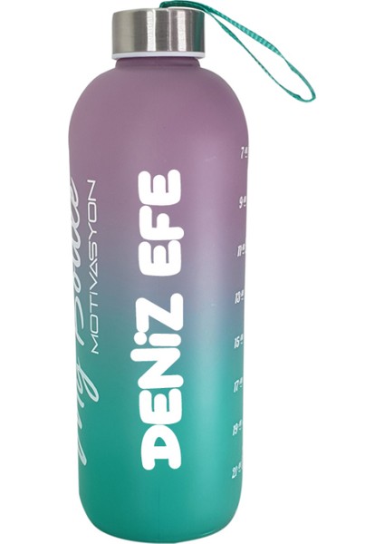 Kişiye Özel Renkli 1 Lt Motivasyon Cam Su Matarası HK2705 fırsatları