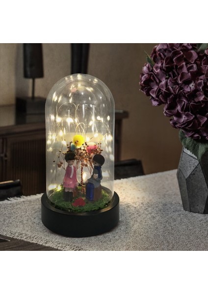 Sevgili Çift Işıklı Büyük Boy Fanus HK2711