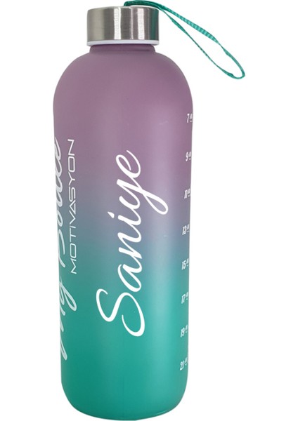 Kişiye Özel Renkli 1 Lt Motivasyon Cam Su Matarası HK2706