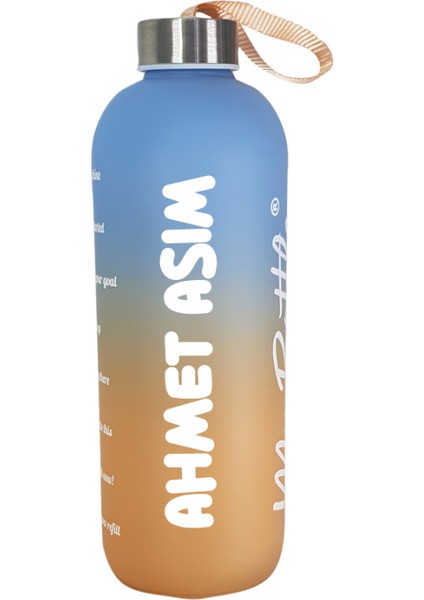 Kişiye Özel Renkli 1 Lt Motivasyon Cam Su Matarası HK2705