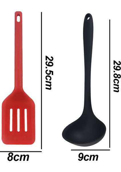 Silikon Pişirme Gereçleri 2'li Set - Kırmızı + Büyük Siyah (Yurt Dışından) fırsatları