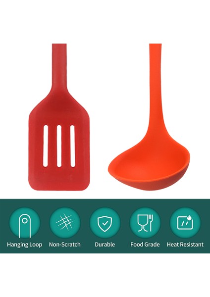 Silikon Pişirme Gereçleri 2'li Set - Kırmızı + Büyük Turuncu (Yurt Dışından) fırsatları