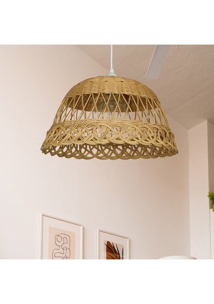 Bambu Rattan Hasır Rafya Jüt Ip Sarkıt Avize 35 cm