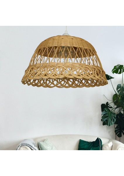 Bambu Rattan Hasır Rafya Jüt Ip Sarkıt Avize 35 cm