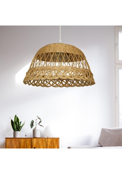 Bambu Rattan Hasır Rafya Jüt Ip Sarkıt Avize 35 cm