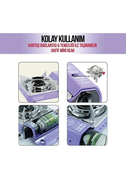 Tekli Çantalı Mini Portatif Ocak Mor CK-506