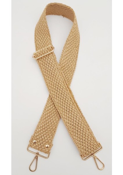 120X5 cm Hasır Model Kolon Çanta Sapı Light Gold Metalli