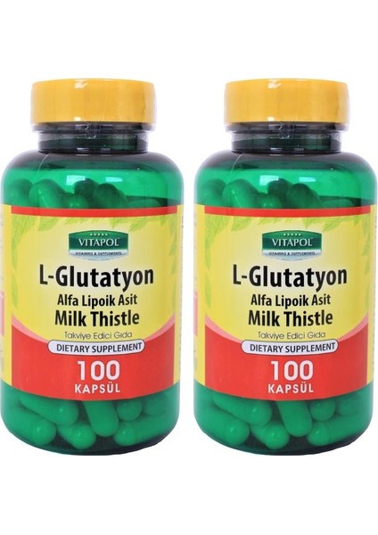 L-Glutatyon 500 mg 2 x 100 Kapsül Deve Dikeni Enginar Alfa Lipoik Asit L-Glutathione