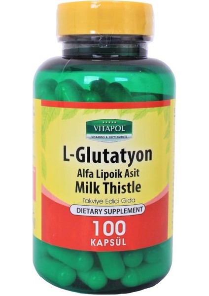 L-Glutatyon 500 mg 100 Kapsül Deve Dikeni Enginar Alfa Lipoik Asit