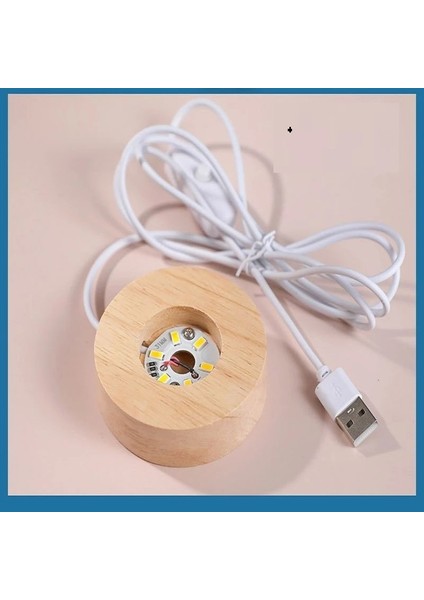 Kişiye Özel Renk Değiştiren Işıklı Ahşap Kaideli Dolunay Temalı Cam Küre 8cm*6cm