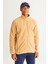 AC&Co / Altınyıldız Classics Erkek Karamel Anti-pilling Tüylenme Yapmayan Standart Fit Dik Bato Yaka Sweatshirt Polar Ceket 4