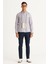 Erkek Lacivert-Hardal Slim Fit Dar Kesim Düğmeli Yaka Logolu Cepli Pamuklu Çizgili Gömlek 2