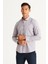 Erkek Lacivert-Hardal Slim Fit Dar Kesim Düğmeli Yaka Logolu Cepli Pamuklu Çizgili Gömlek 3