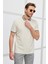 Erkek Bej Slim Fit Dar Kesim %100 Pamuk Kıvrılmaz Polo Yaka Tişört 3