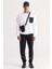 Erkek Beyaz Loose Fit Içi Polarlı 3 Iplik Bisiklet Yaka Baskılı Sweatshirt 3