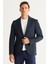 ALTINYILDIZ CLASSICS Erkek Siyah-lacivert Slim Fit Dar Kesim Mono Yaka Diagonal Desenli Blazer Ceket 2