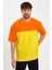 Erkek Baskılı Oversize Basic T-Shırt-Turuncu-Sarı 1
