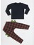 Ekose Muzip Dino Pantolon + T-Shirt Takım 4