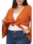 Büyük Beden Ispanyol Kollu Önden Bağlamalı Kiremit Rengi Bolero 5