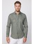 Slim Fit Uzun Kol Kot Çift Cep Çıtçıtlı Denim Erkek Haki Gömlek 1