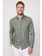 Slim Fit Uzun Kol Kot Çift Cep Çıtçıtlı Denim Erkek Haki Gömlek 2