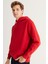 Erkek Kırmızı Standart Fit Normal Kesim Içi Polarlı 3 Iplik Kapüşonlu Pamuklu Sweatshirt 3