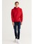 Erkek Kırmızı Standart Fit Normal Kesim Içi Polarlı 3 Iplik Kapüşonlu Pamuklu Sweatshirt 5