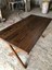Düz Kenar Ceviz Rengi Kütük Restaurant Masası Imalatı 75X140.CM 4