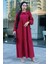 Bebe Yaka Tesettür Elbise Bordo HM2080 5