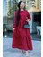 Bebe Yaka Tesettür Elbise Bordo HM2080 1