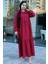 Bebe Yaka Tesettür Elbise Bordo HM2080 3