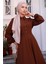 Kuşaklı Mevlana Elbise Kahverengi HM2105 2