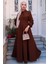 Kuşaklı Mevlana Elbise Kahverengi HM2105 4