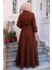 Kuşaklı Mevlana Elbise Kahverengi HM2105 5