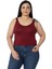 Büyük Beden Askıları Büzgülü Drapeli Crop Bordo Body 1