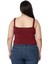 Büyük Beden Askıları Büzgülü Drapeli Crop Bordo Body 3