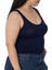 Büyük Beden Askıları Büzgülü Drapeli Crop Lacivert Body 5