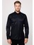 Modern Slim Fit Düz Saten Pamuklu Erkek Lacivert Gömlek 2