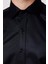 Modern Slim Fit Düz Saten Pamuklu Erkek Lacivert Gömlek 4