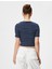 Crop Tişört Slim Fit Kısa Kollu Bisiklet Yaka Pamuklu 4