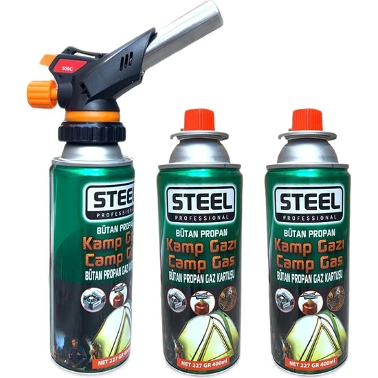 Depomega 1300 Derece Profesyonel Pürmüz Çakmak T509C + 3 Adet Steel Kartuş