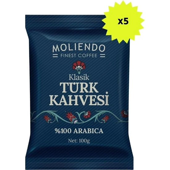 Moliendo Finest Coffee Moliendo Klasik Türk Kahvesi 100 gr 5'li Paket