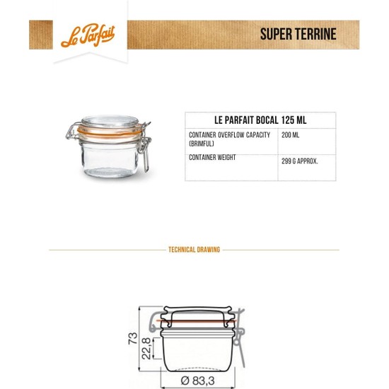 Le Parfait Super Terrines Klipsli/contalı Cam Kavanoz 125 ml Fiyatı