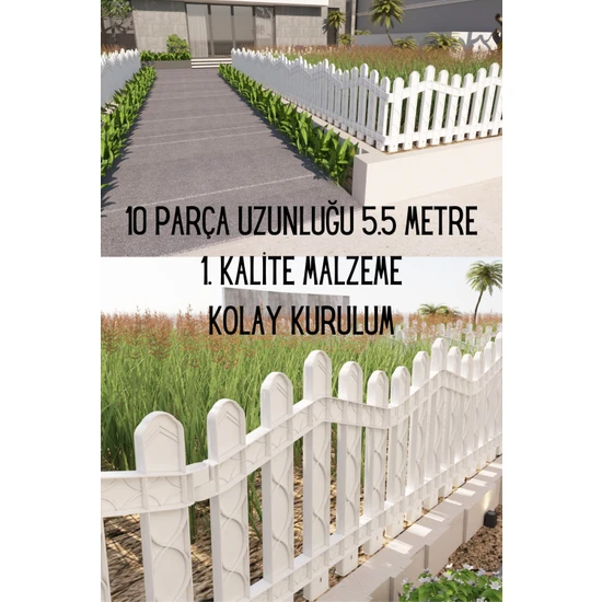 Zidi Plastik Dekoratif Plastik Bahçe Çiti - Peyzaj Çiti 10'lu ( Renk Seçenekli )