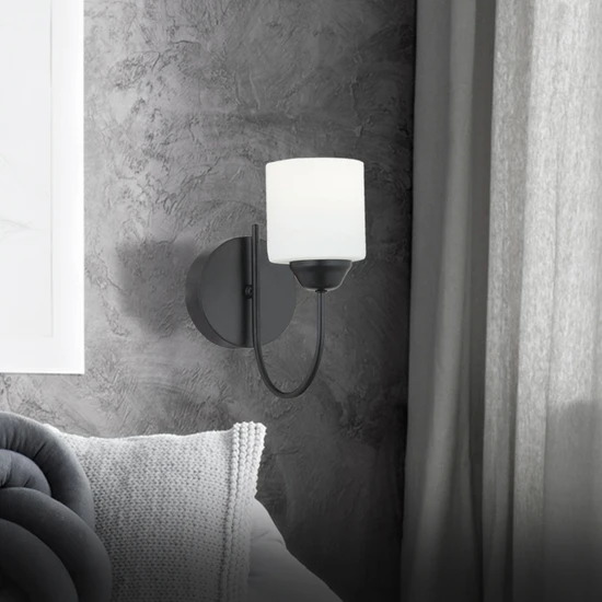 Apliqa Esila Siyah Boyalı Duvar Lambası Yatak Odası-Yatak Başı-Banyo İçin Modern Aplik