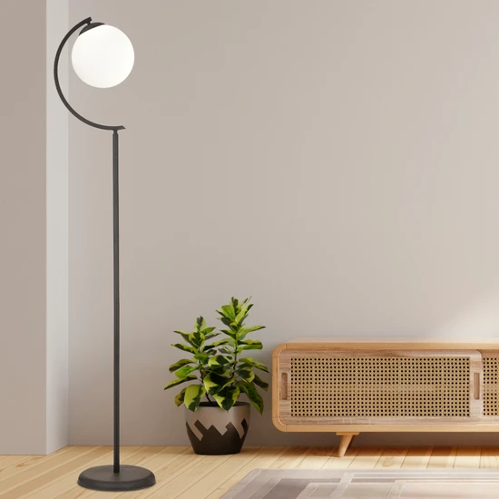 Apliqa Karina Siyah Beyaz Camlı Modern Dekoratif Tasarım Oturma Odası-Salon Lambader