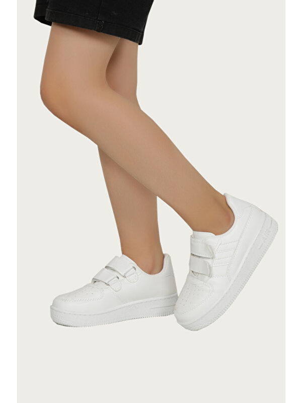 Kabkabi Kız Çocuk Beyaz Cırt Cırtlı Outdoor Spor Ayakkabı Sneaker DC10164