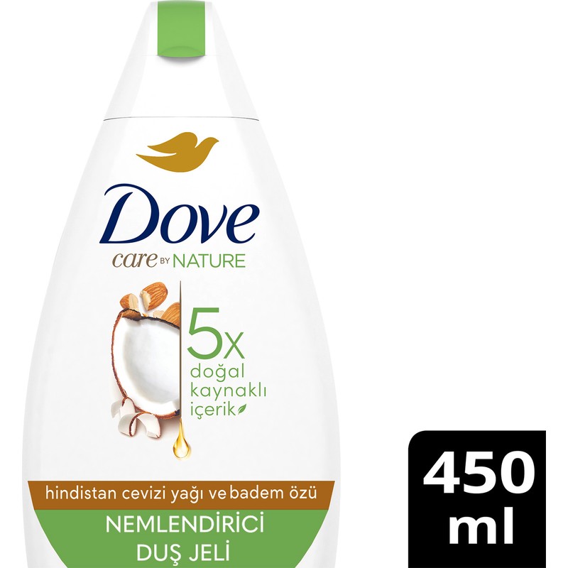 Dove Duş Jeli 450 ml Hindistan Cevizi Yağı ve Badem Özü ile Yenileyici Nemlendirici Etki